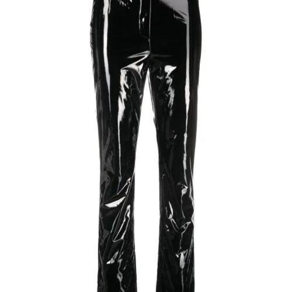 ROTATE BIRGER CHRISTENSEN high-waisted patent trousers in Black